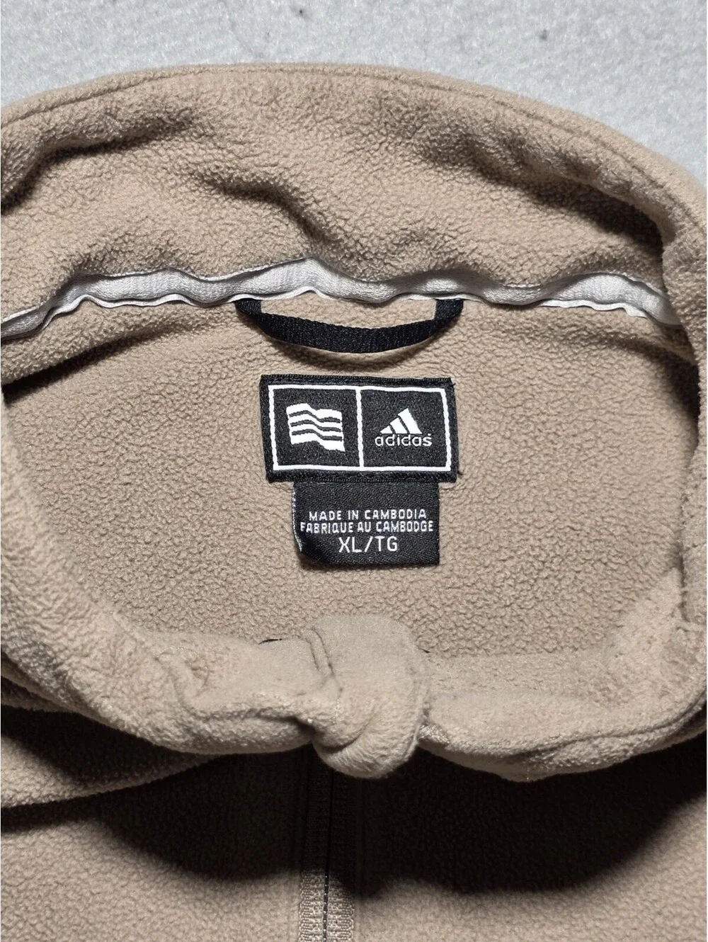Vintage Adidas Fleece Pullover Mens XL Tan Beige 1/4 Zip Jacket Y2K 2008